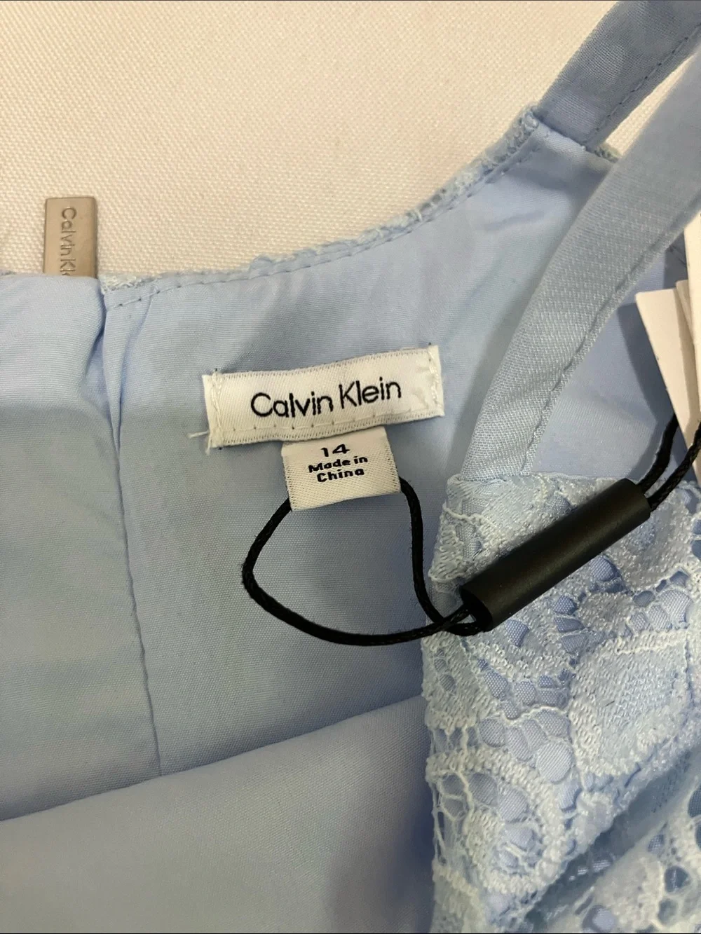 Calvin Klein Girl's Pale Blue Lace Bodice Party Dress
